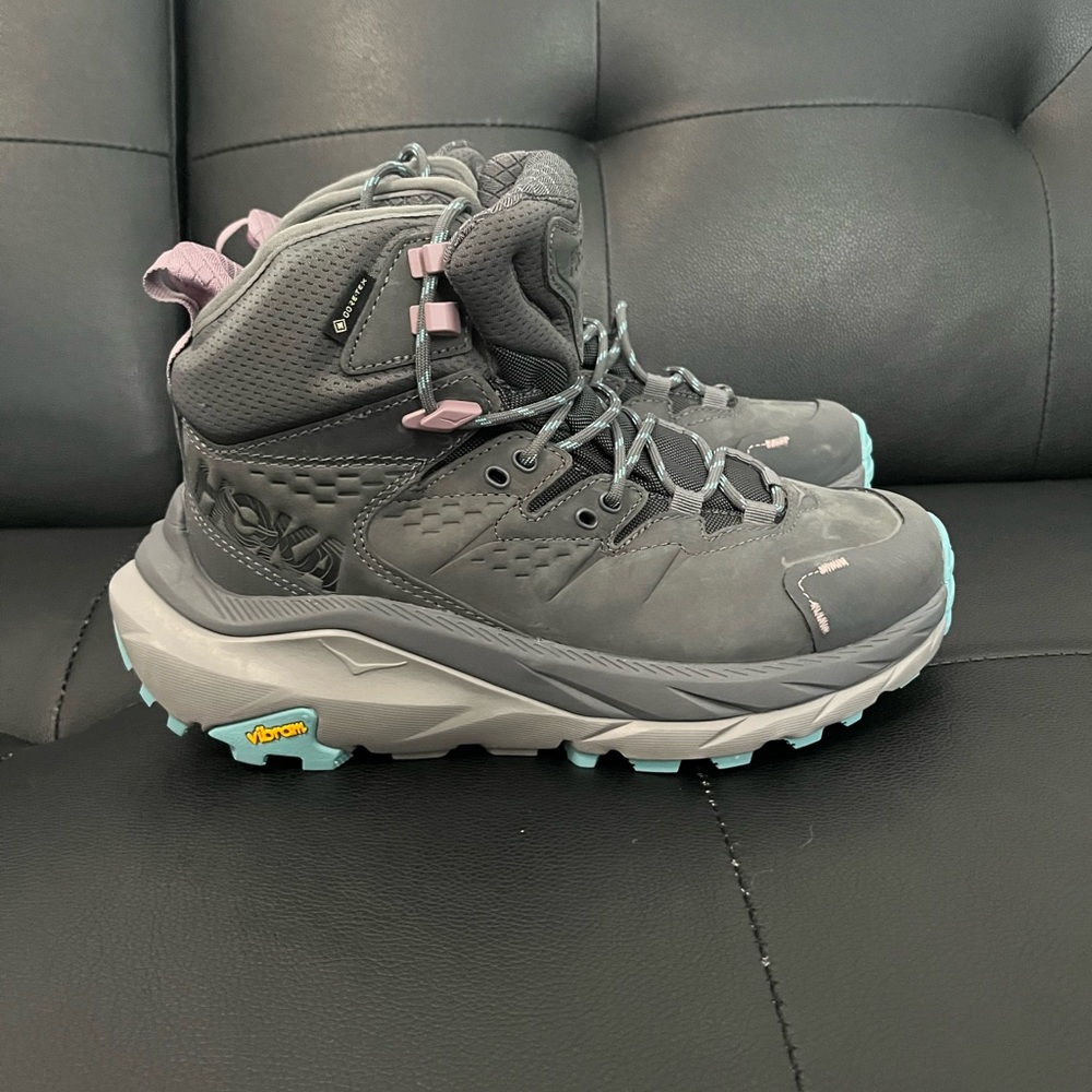 Hoka One One Women's Gray and Light Blue Hiking Ankle Boots